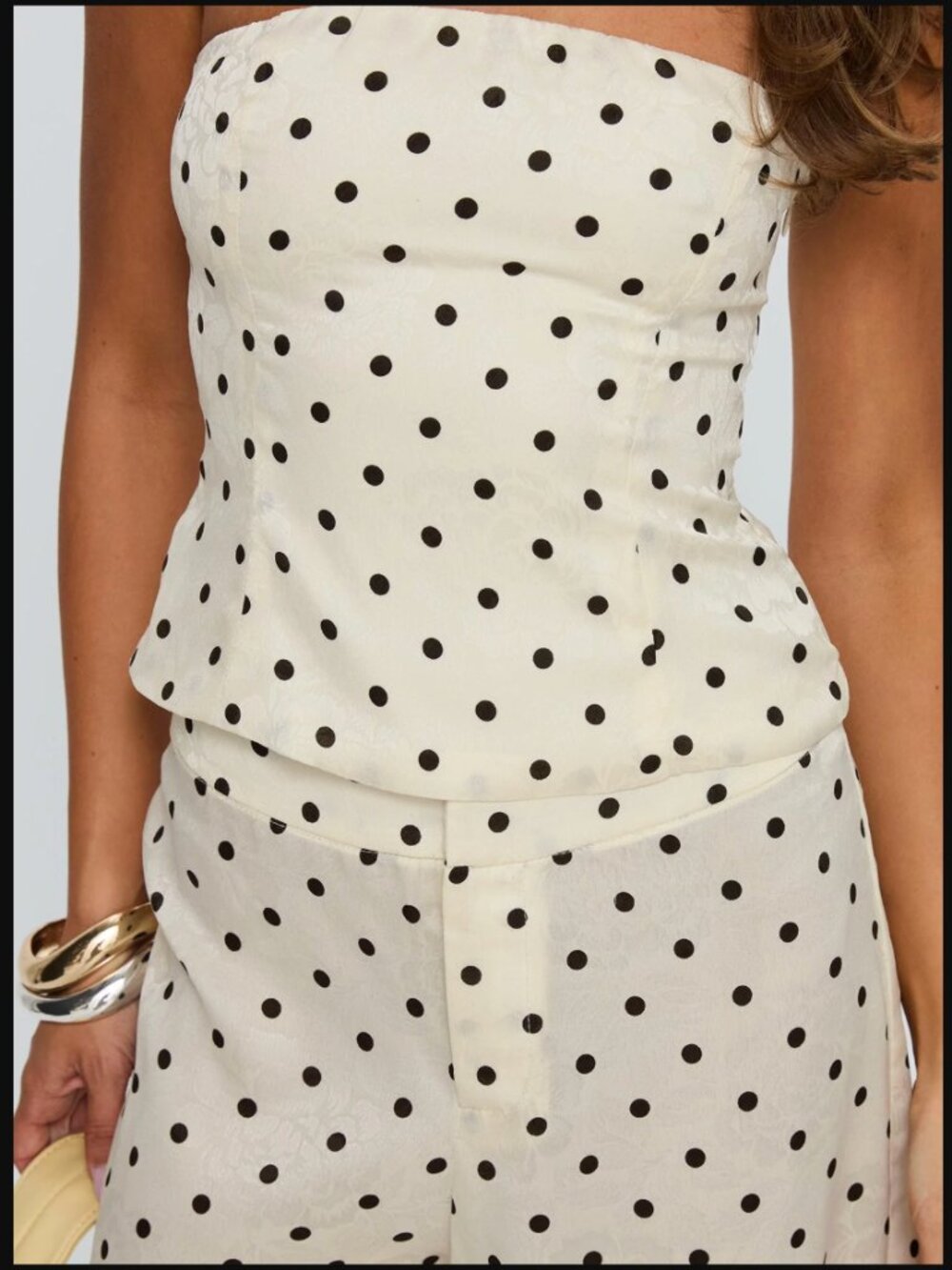 Princess Polly Powdered Sugar Polka Dot Strapless Top Wide Leg Pants Set $78.00 - Picture 3 of 16